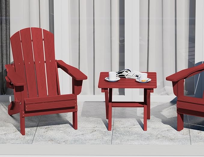 SERWALL Folding Outdoor Side Table Set of 2, Portable Adirondack Side Table