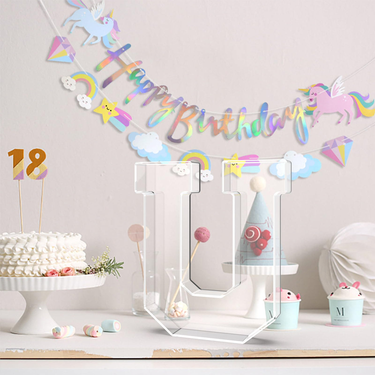 Tdsuco 13.8" Acrylic Letter Charcuterie Tray, Charcuterie Letters Fillable Box for food, Reusable Serving Cake Candy Dish Display Tray for Birthday Anniversary Party Decoration (Letter U)