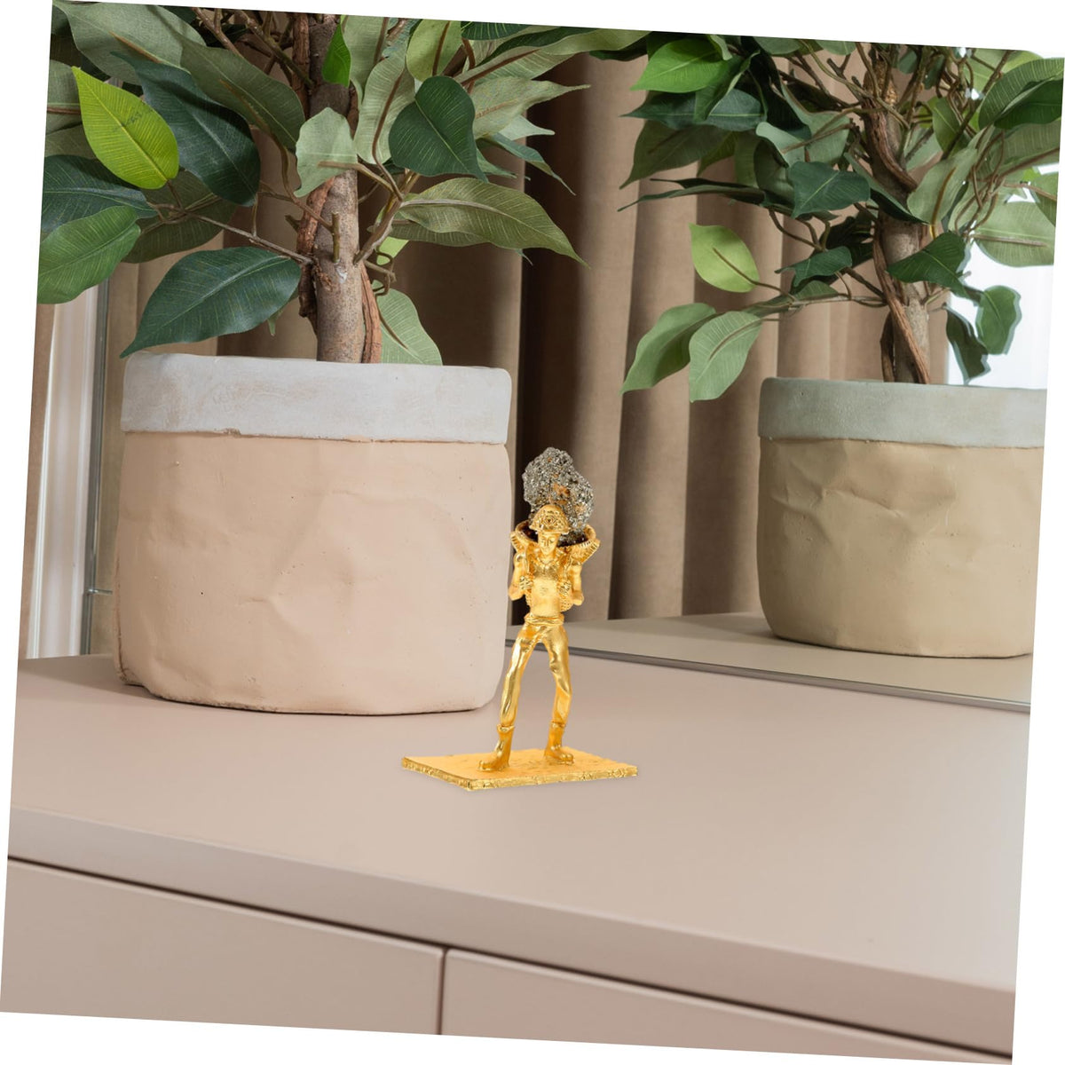 Cabilock Mineral Stone Miner Figurine with Basket Unique Irregular Ore Decoration for Home Office and Desk Natural Style Mineral Adornment for Creative Home Decor