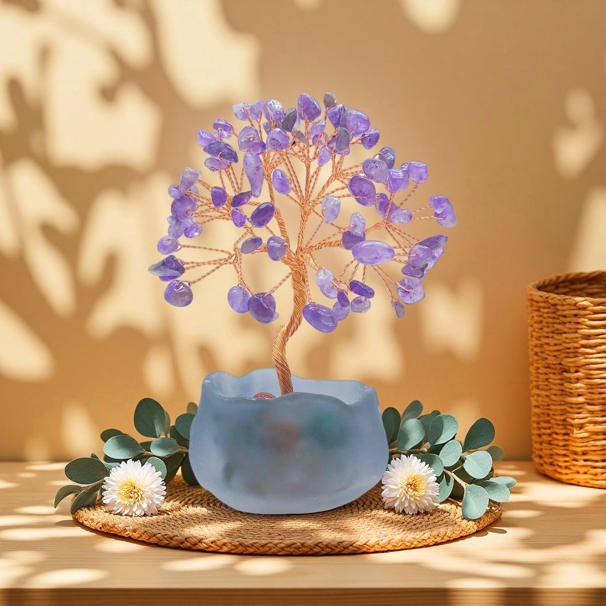 Amethyst Crystal Trees of Life Decor, Purple Gem Tree for Crystal Healing Handcrafted Gem Trees of Life for Home Decor (Amethyst)