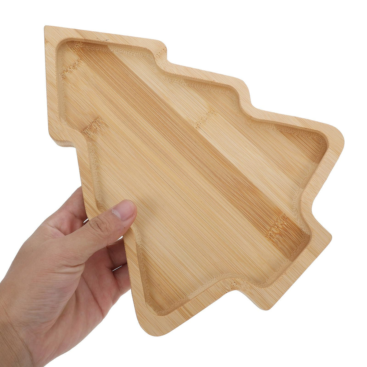 Ipetboom Christmas Tree Shaped Serving Tray - Bamboo Dining Cartoon Salad Plate Holiday Serveware for Sushi Appetizers Salads Snacks Decorative Dinner Platter for Parties Weddings and Outdoor Events