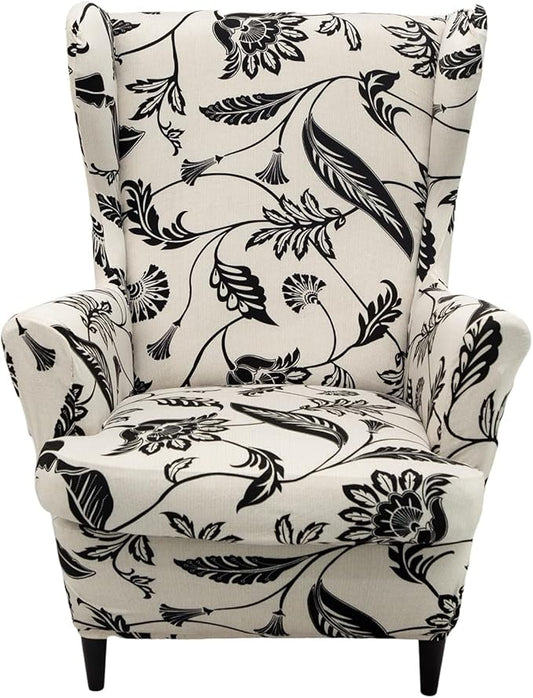 HAOYONG Wing Chair Slipcovers Printed Wingback Chair Covers 2 Pieces Wingback