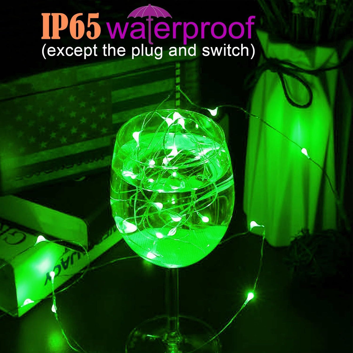 RUICHEN Plug in Fairy Lights with Switch, Waterproof 66 Ft 200 LED Silver Wire Starry String Firefly Lights for Bedroom, Patio, Garden, Balcony, Dorm, Green