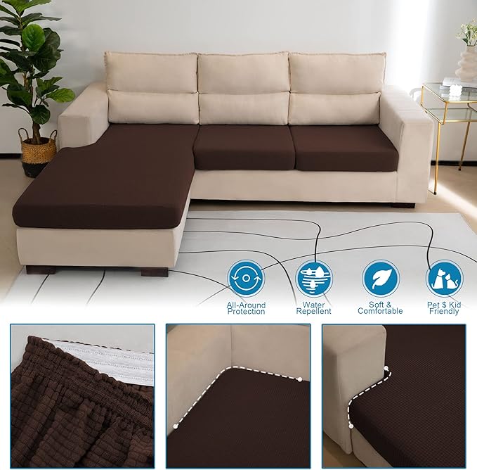 Water Repellent Couch Cushion Cover 3 Pieces Sofa Seat Cushion Covers, Stretch