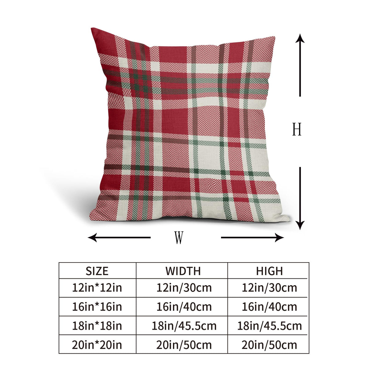 Christmas Plaid Pillow Covers 18x18 Set of 2 Red Green Cream Buffalo Checkered Decorative Tartan Pillowcases Xmas Winter Holiday Outdoor Rustic Farmhouse Throw Cushion Case Decor for Couch Sofa Bed