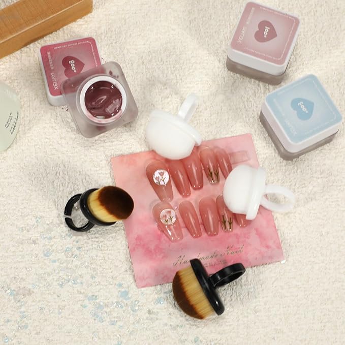 4Packs Nail Dust Cleaning Brush Ring, Soft Brushes