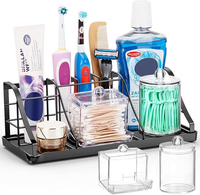 Toothbrush Holders Set with 2 Pack Qtip Holder Dispenser, Kids Electric