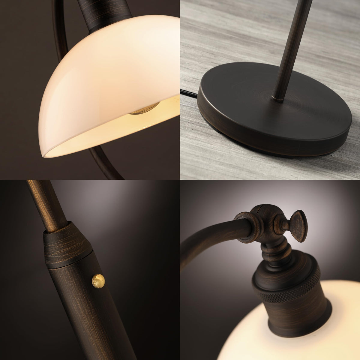 O’Bright Heritage - Banker’s Floor Lamp, 3-Level Touch Dimming, Adjustable Tilt Shade, Removable Lampshade Design, E26 Socket with 6W Dimmable LED Bulb, White Jade Glass Shade, Oil Rubbed Bronze