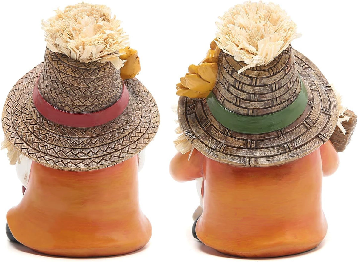 Hodao Fall Decorations for Home - Thanksgiving Gnome Figurines with Sunflower and Pumpkin, Resin Harvest Autumn Decor, Rustic Holiday Accent, for Family, Friends and Housewarming