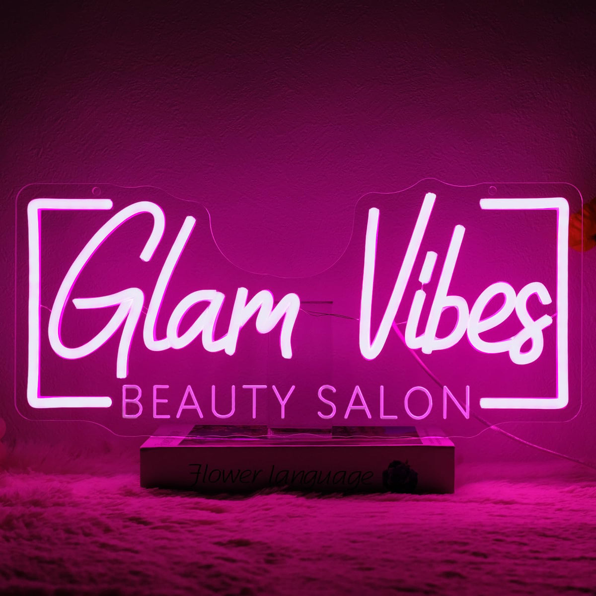 Runalosa Glam Vibes Beauty Salon Neon Sign for Business Dimmable Pink Girl Neon Light Sign Letters Led Signs for Wall Decor Spa Makeup Room Shop Plaque Lash Nail Studio Decoration 16.5" x 7.5"