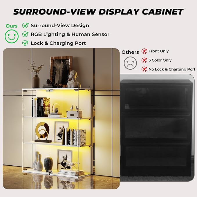 VersionTECH. Glass Display Cabinet