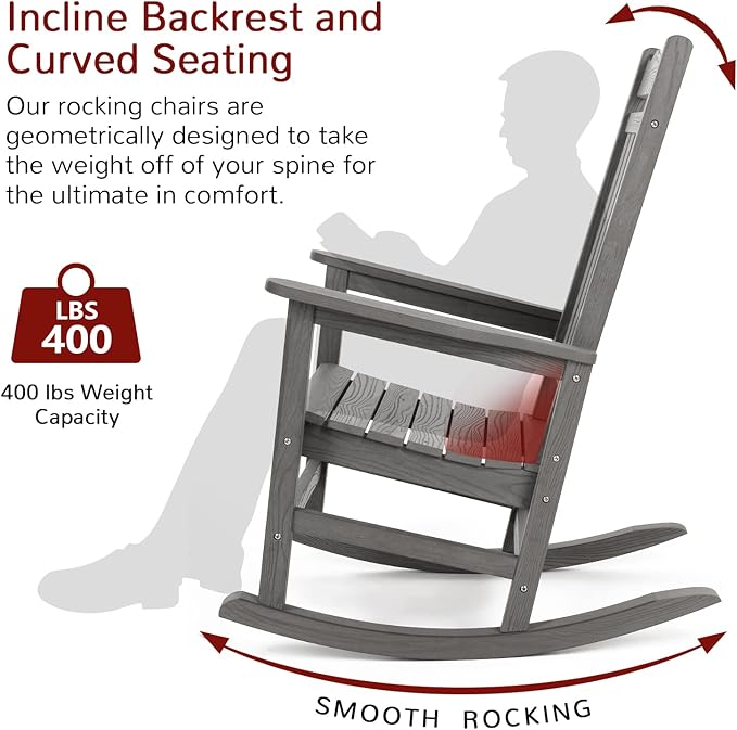 Stoog Outdoor & Indoor Rocking Chair, All-Weather Porch Rocker