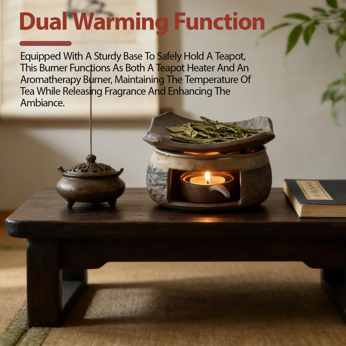 Ceramic Incense Burner Kit, Zen Incense Holder with Candle Clip,Mat & Heat Resistant Brick, Ceramic Aromatherapy,Stove Essential Oil Burner, Suitable for Home and Office Use.