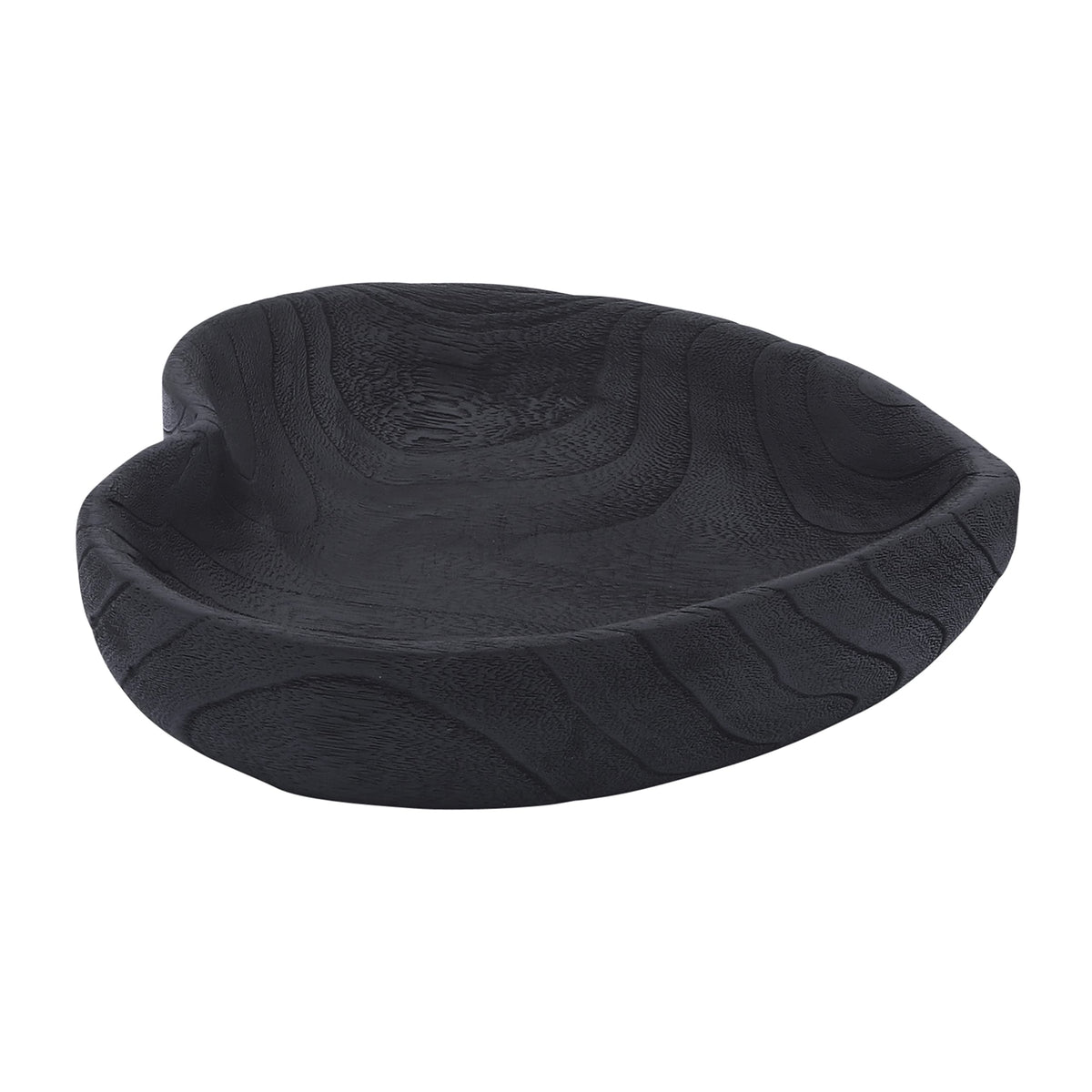 Set of 2 Wooden Decorative Bowls – Accent Bowl Set for Everyday Display, Coffee Table or Entryway Styling – Heart Shape Design for Soft, Sculptural Impact, Home Decor – 10" & 8", Black