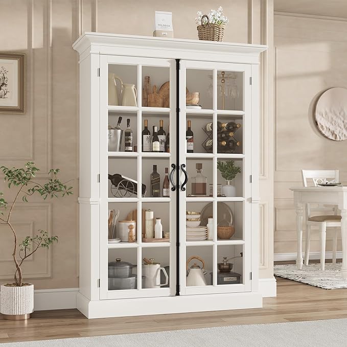 QUW Modern 65" Display Cabinet, 5-Tier Bookcase