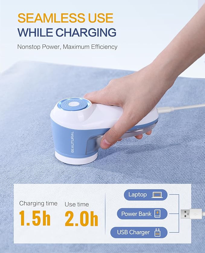 BEAUTURAL Fabric Shaver, Rechargeable Lint Remover