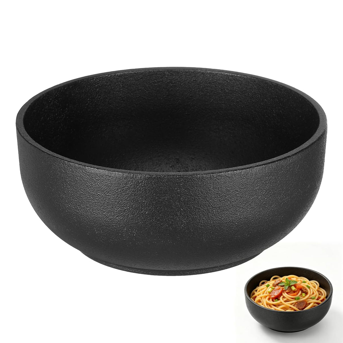 Cabilock Cast Iron Bibimbap Bowl 6.7 Inch Korean Stone Bowl for Cooking Sizzling Hot Pot Dolsot Professional Ramen Noodle Soup Mixing Rice Serving Basin Oven Safe Seasoned Kitchenware