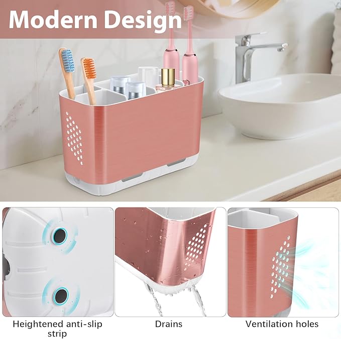 Boperzi Toothbrush Holders for Bathrooms Countertop, Electric Tooth Brush Holder