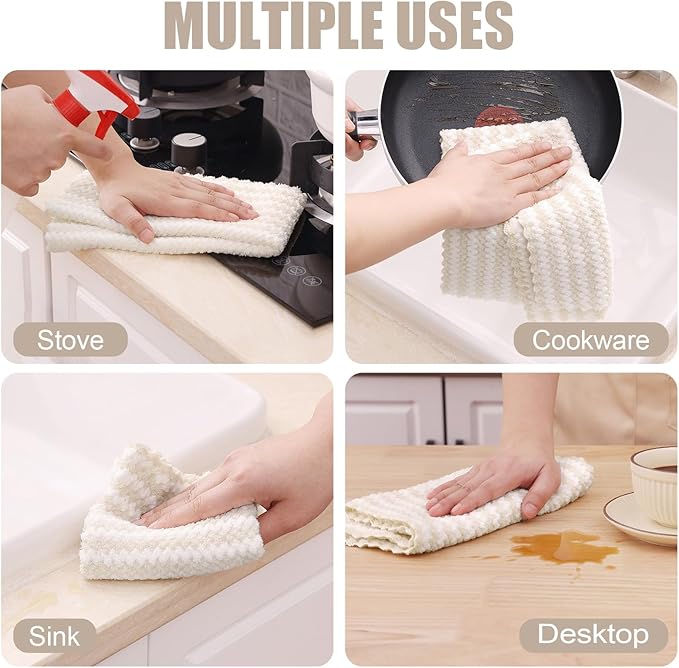 Homaxy Kitchen Towels, Ultra Soft and Absorbent Dish Towels, Reusable Fast