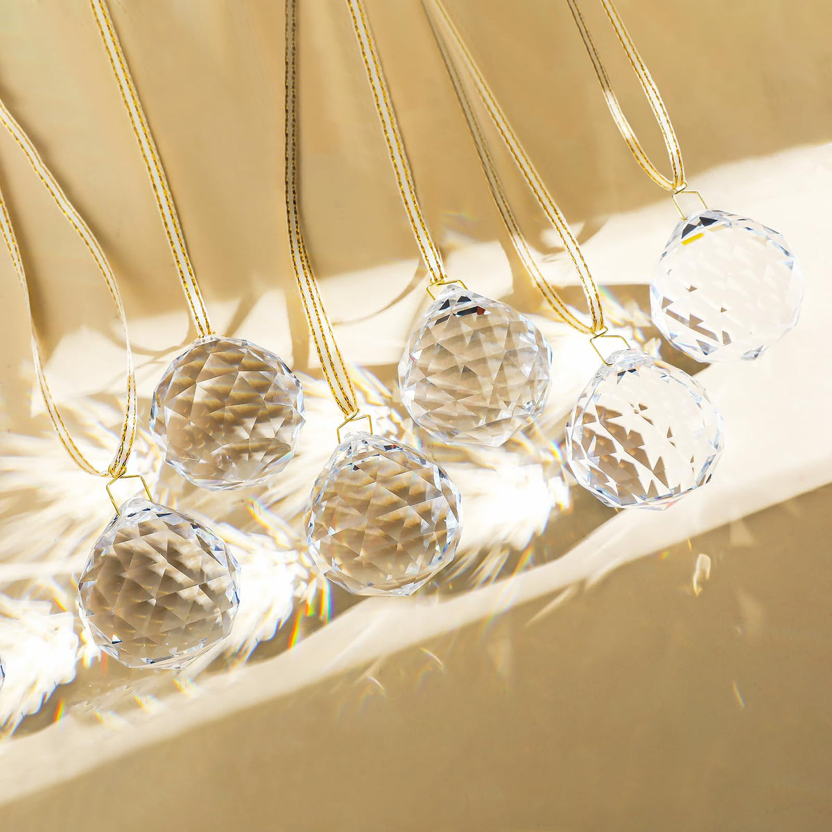 Set 6 Crystal Sun Catcher,Clear Ball Suncatcher Crystals Indoor Window Hanging Christmas Ornaments Rainbow Maker Prisms for Home Garden Decor