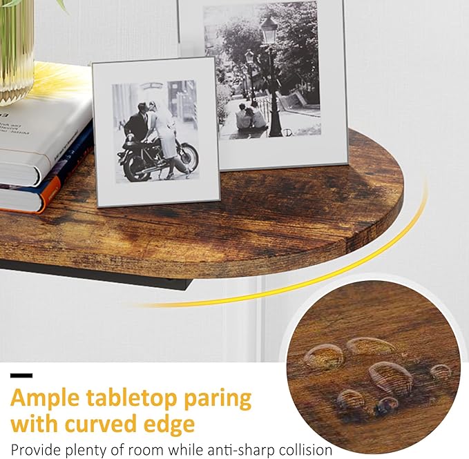 Hosfais Side Table Small End Table, C-Shaped Wood Sofa Table