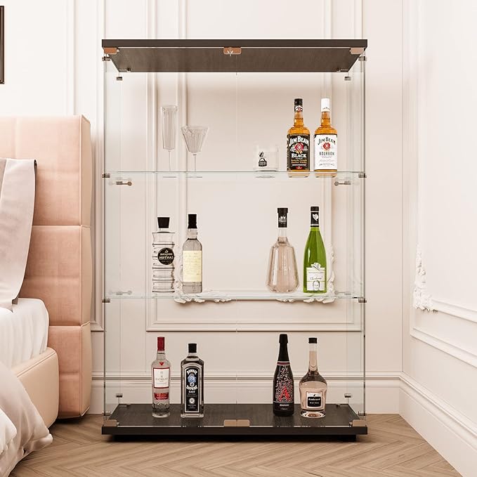 FLYMUHJIA Glass Display Corner Cabinets Storage