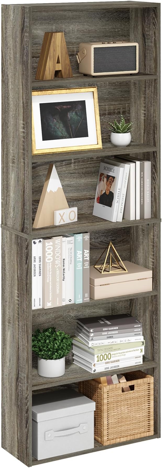 Furinno Jaya Simply Home Free Standing 6-Tier Open Storage Bookcase, French Oak