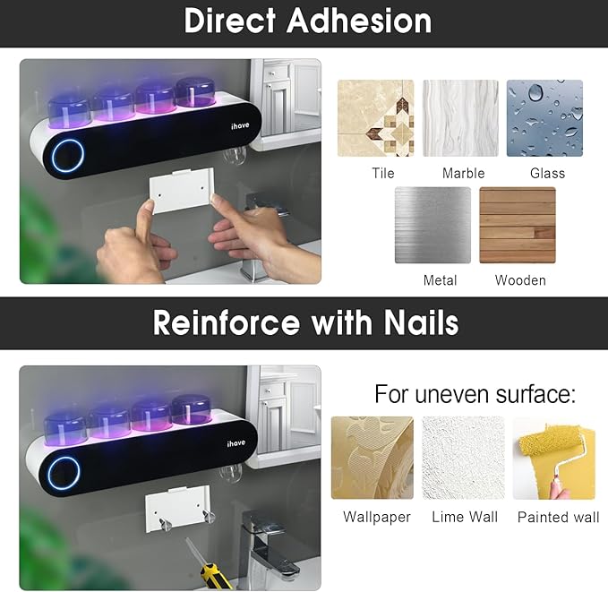 iHave Toothbrush Holders for Bathrooms, UV Toothbrush Sanitizer and Holder