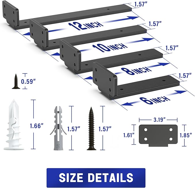 Goovilla Shelf Bracket, Heavy Duty Floating Shelf Brackets 12 inch Long
