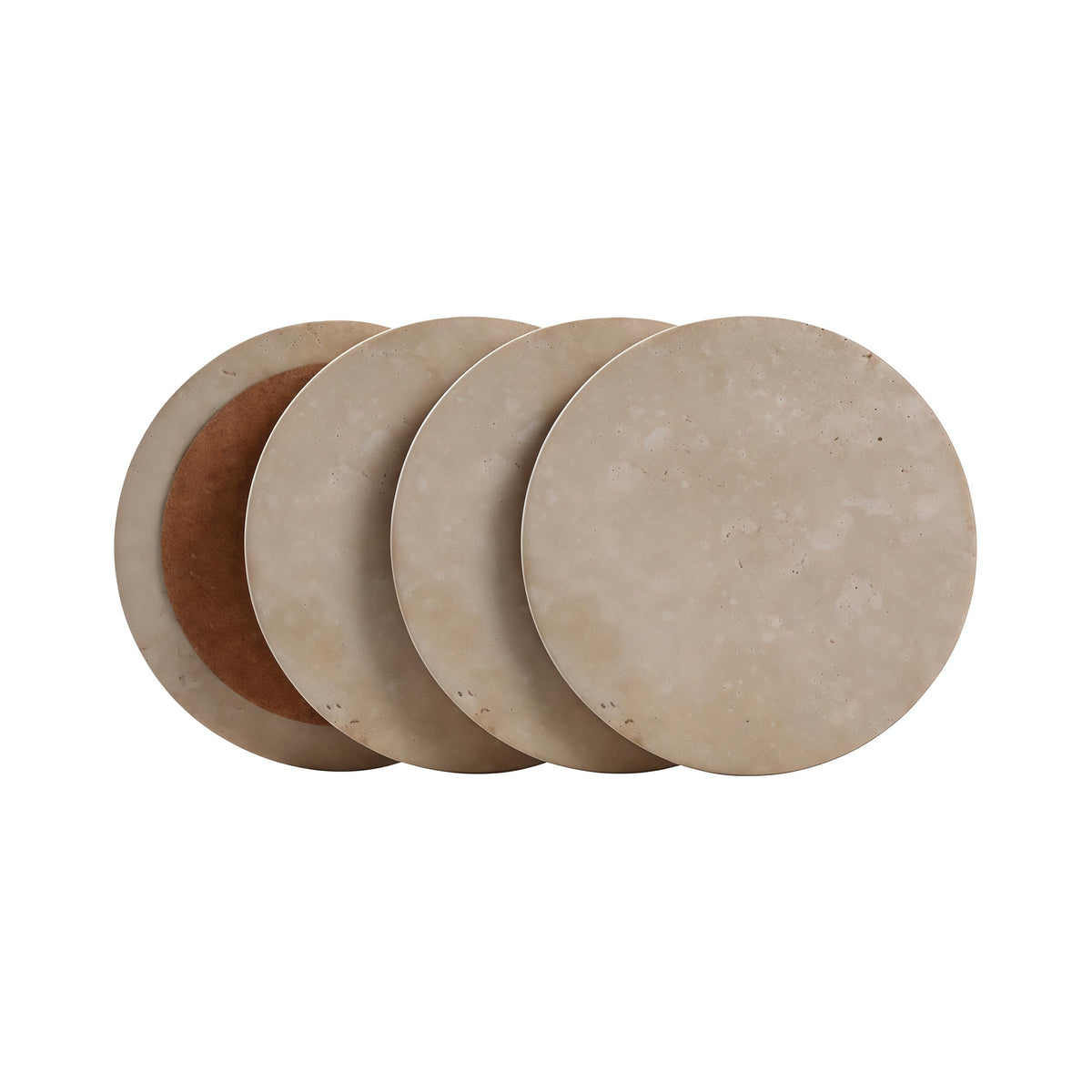 Travertine Stone Coasters, Set of 4, 4-Inch Round Protect Table Surfaces from Stains & Heat - Ideal Housewarming or Wedding Gift - Long-Lasting, Absorbent, and Modern for All Drinkware