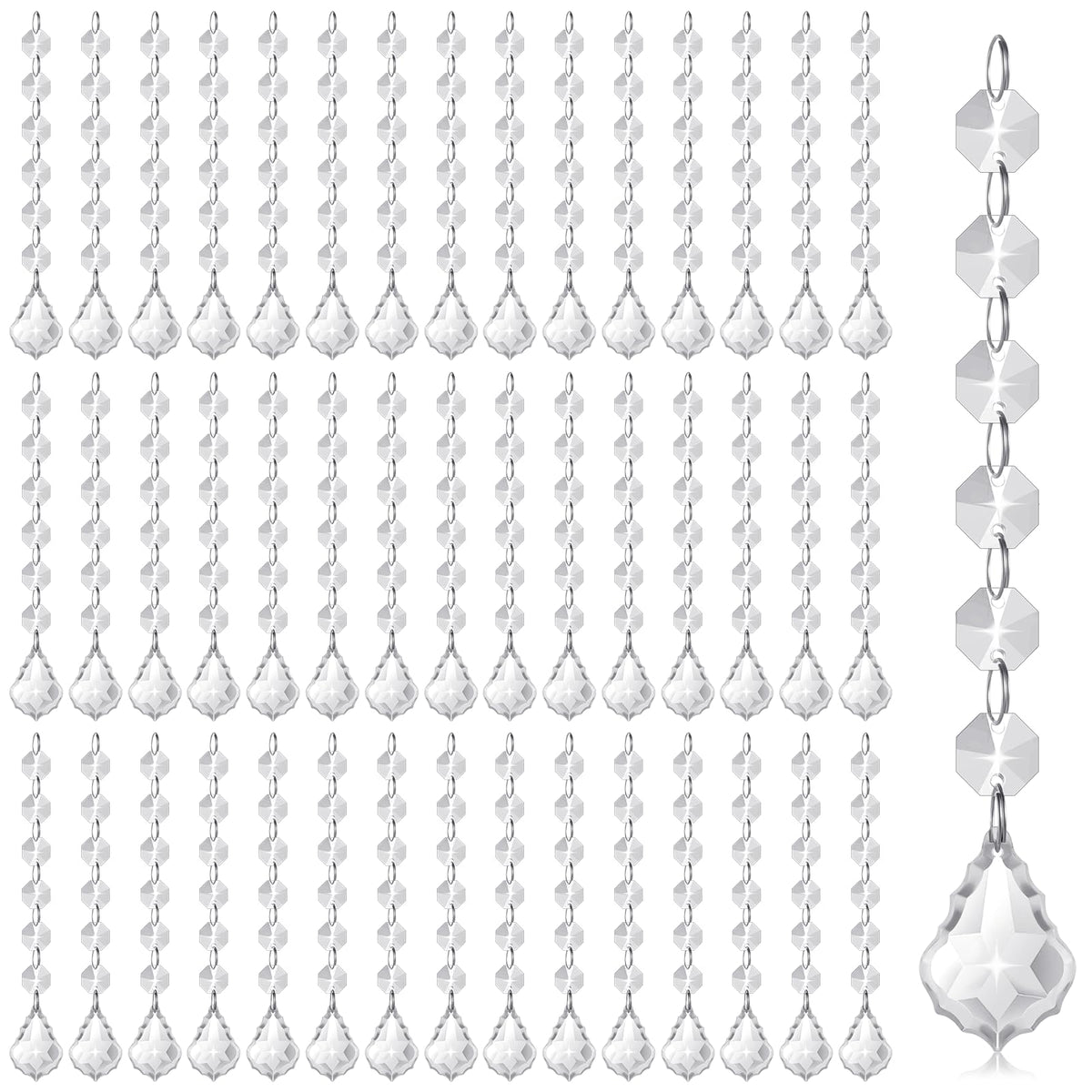 100 Pcs Clear Acrylic Crystal Ornament Beads Hanging Glass Crystals Clear Acrylic Prisms Pendant Ornaments for Centerpieces, Chandelier, Wedding Decor