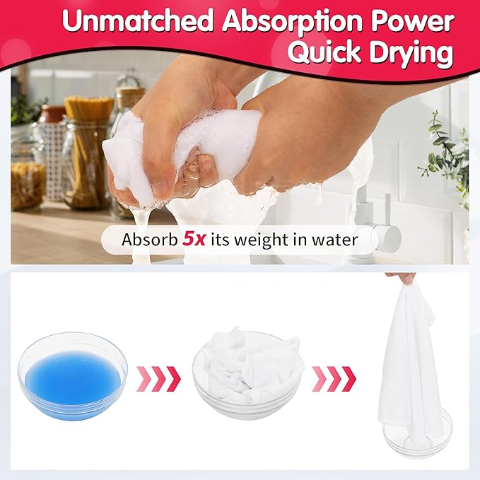 FIXSMITH White Microfiber Cleaning Cloth -Pack of 12, Highly Absorbent Cleaning