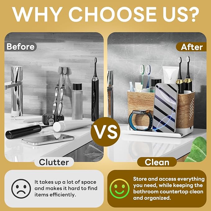Bathroom Organizers and Storage 6 Slots Wood Grain Electric Toothbrush Holders