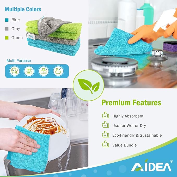 AIDEA Microfiber Cleaning Cloth-50PK, Soft Microfiber Towels