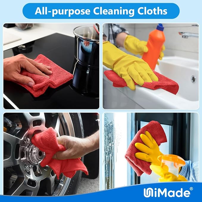 Shop Towels Rags, 50 Pack Reusable Shop Rags Bulk Microfiber Cleaning Cloth