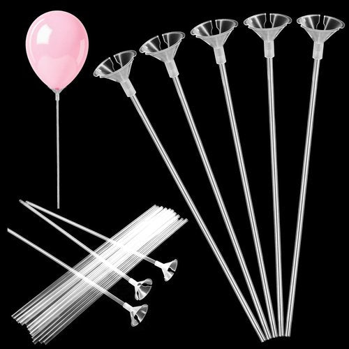 IANFAN 30 Pcs Balloon Sticks, Plastic Balloon Sticks with Bases Balloon Holder Sticks Weights for Tying Balloon Birthday Parties, Graduation, Holiday, Wedding, Anniversary Decoration