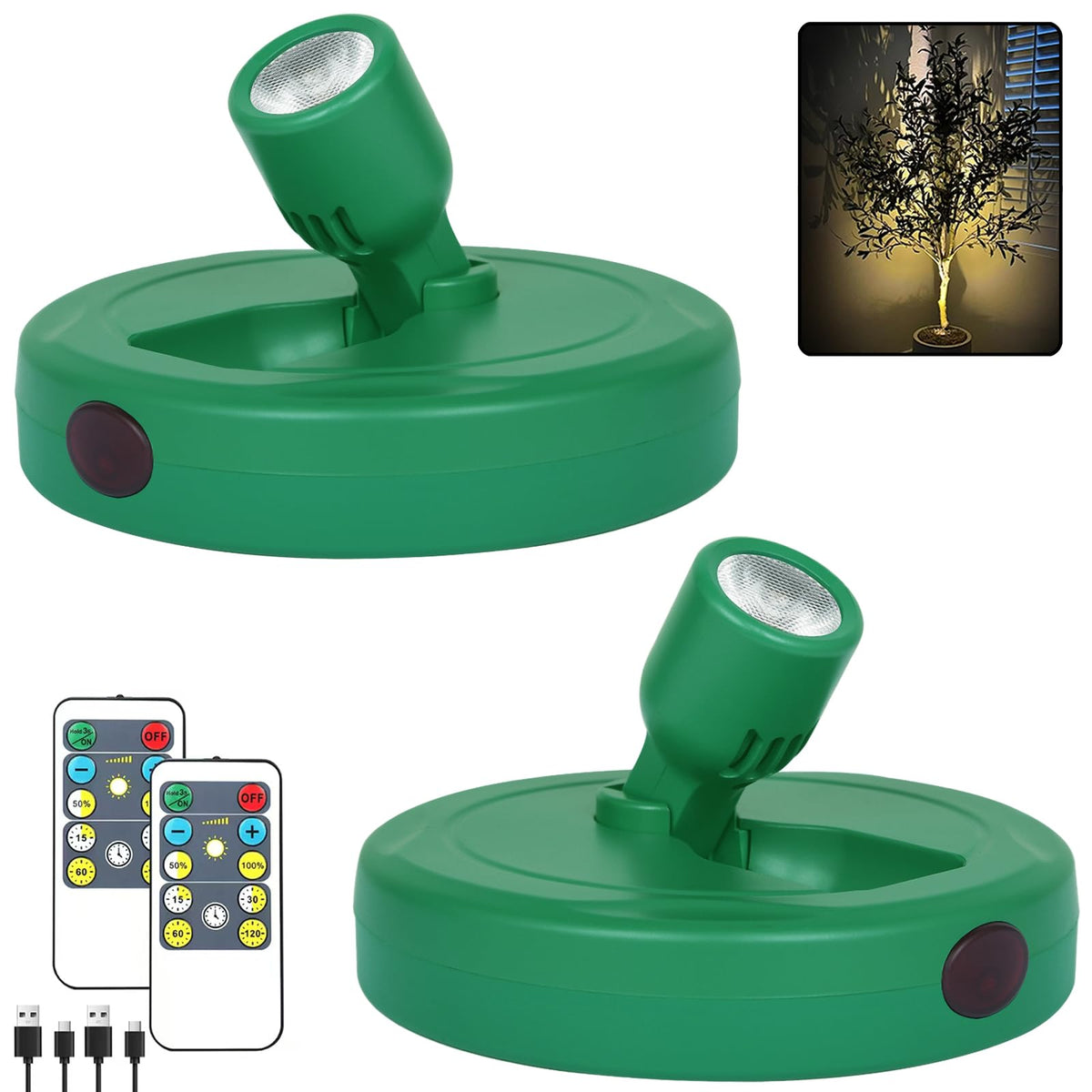 HAMVIDNE LED Spotlight, Rechargeable Battery Picture Lights, Uplighting Indoor, Spot Light with Remote, Plant Tree & Wall Art Display Dartboard Closet Spotlight-Green