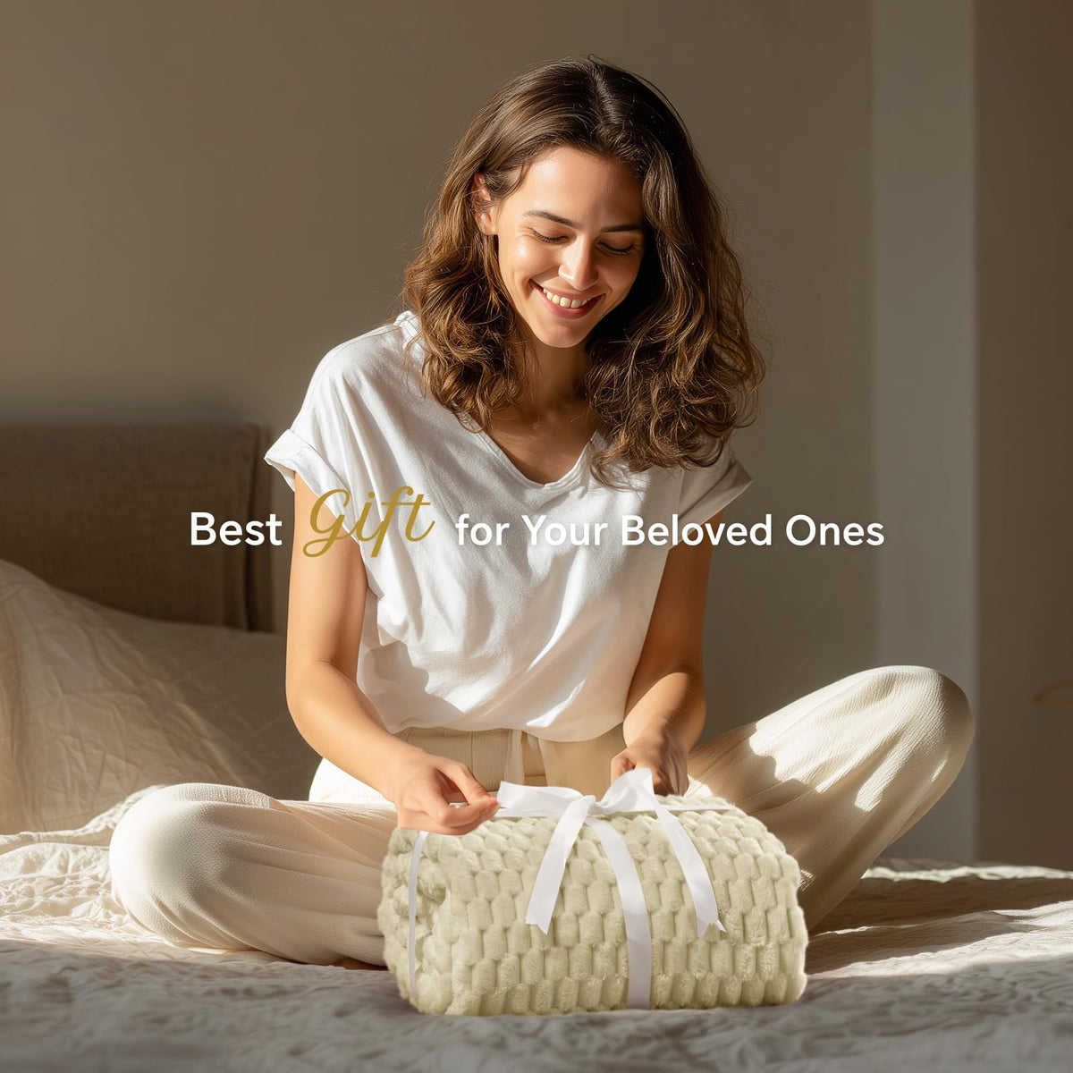 BEDELITE Fleece Throw Blanket for Couch & Bed - 3D Jacquard Decorative Almond Blanket, Super Soft and Cozy Warm Fuzzy Blanket All Seasons Suitable, 50x60Inches