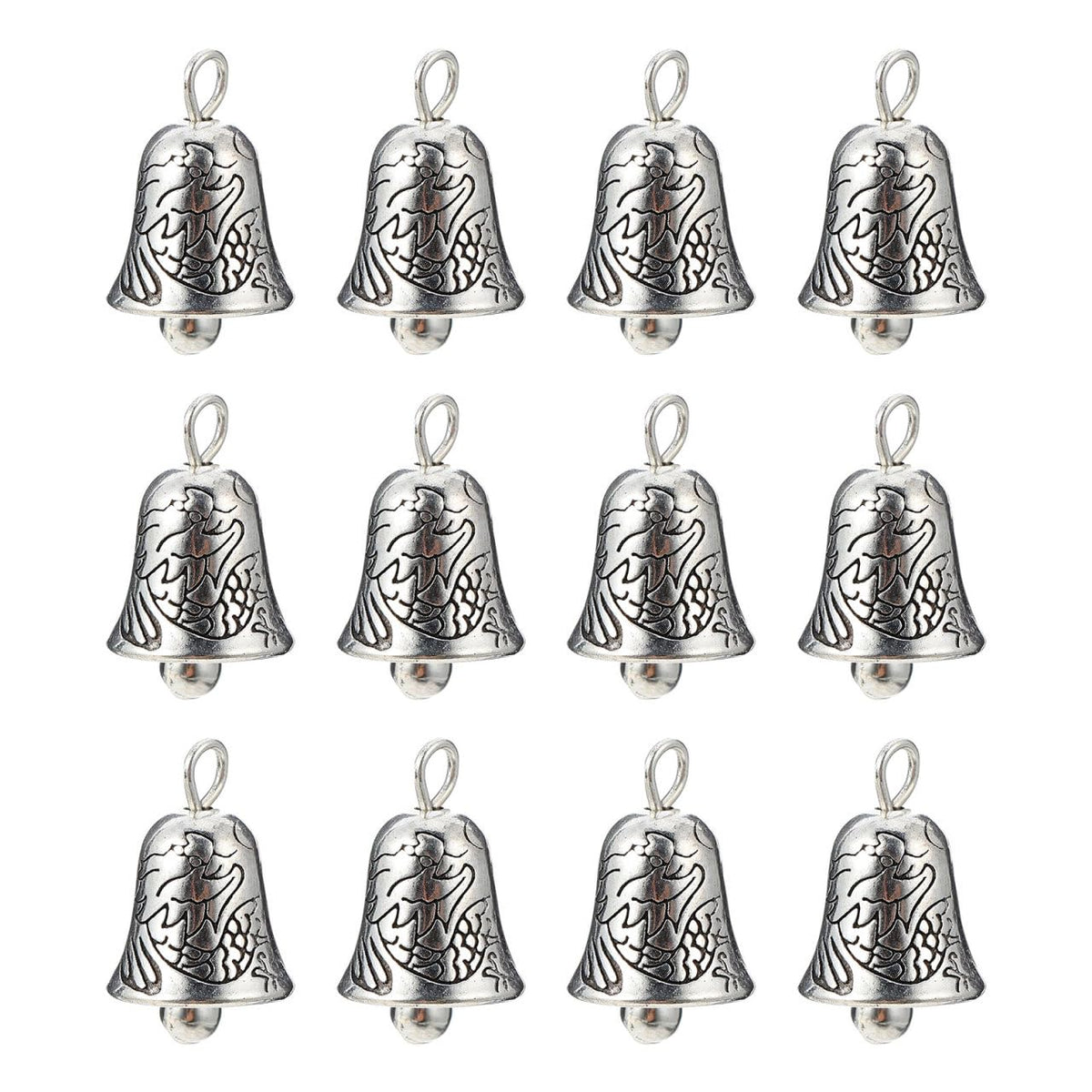 EXCEART 20pcs Tibetan Silver Bell Charms Pendants Antique Christmas Jingle Bells Spacer Beads for Door Hangers Xmas Tree Pendant Wreath Decor Holiday Jewelry Making