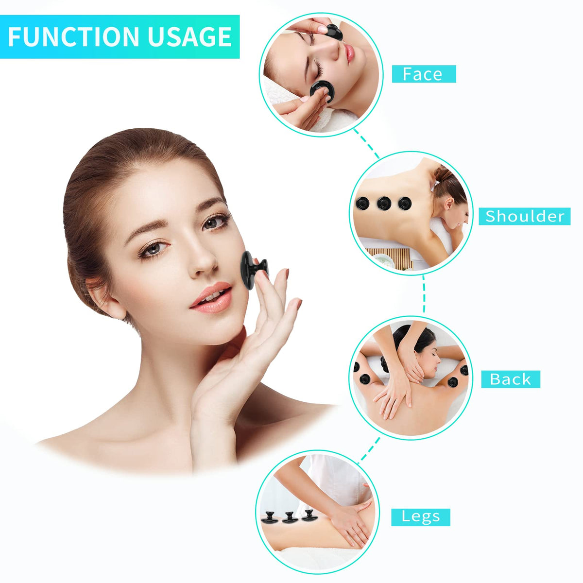 QYLHH 4 Pcs Mushroom Hot Massage Stones Set Natural Bian Warm Rocks Kit for Facial SPA5.5x3.5cm