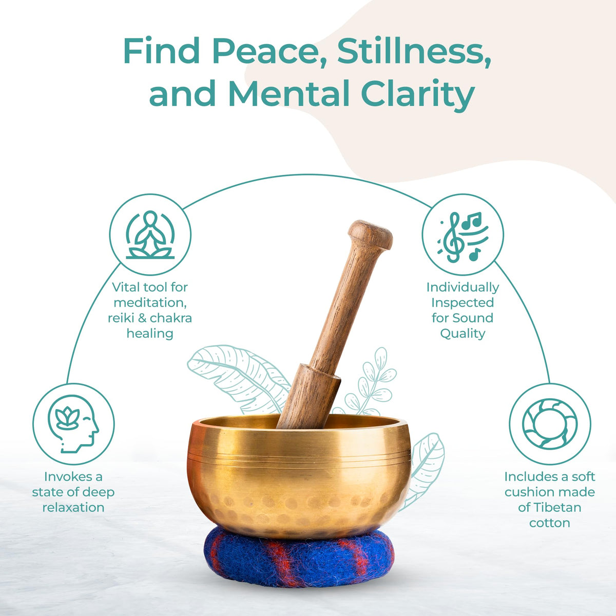 Handcrafted Tibetan Singing Bowl Set – 3.5” Sound Bowl for Meditation, Sound Healing & Yoga – Healing Instrument with Wooden Striker & Cushion – Authentic Hand-Hammered in Nepal