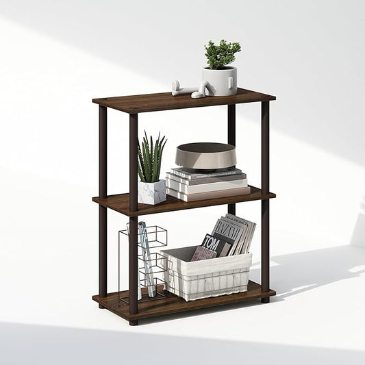 Furinno Turn-N-Tube Book Shelf, 3-Tier Bookshelf, Bookcase