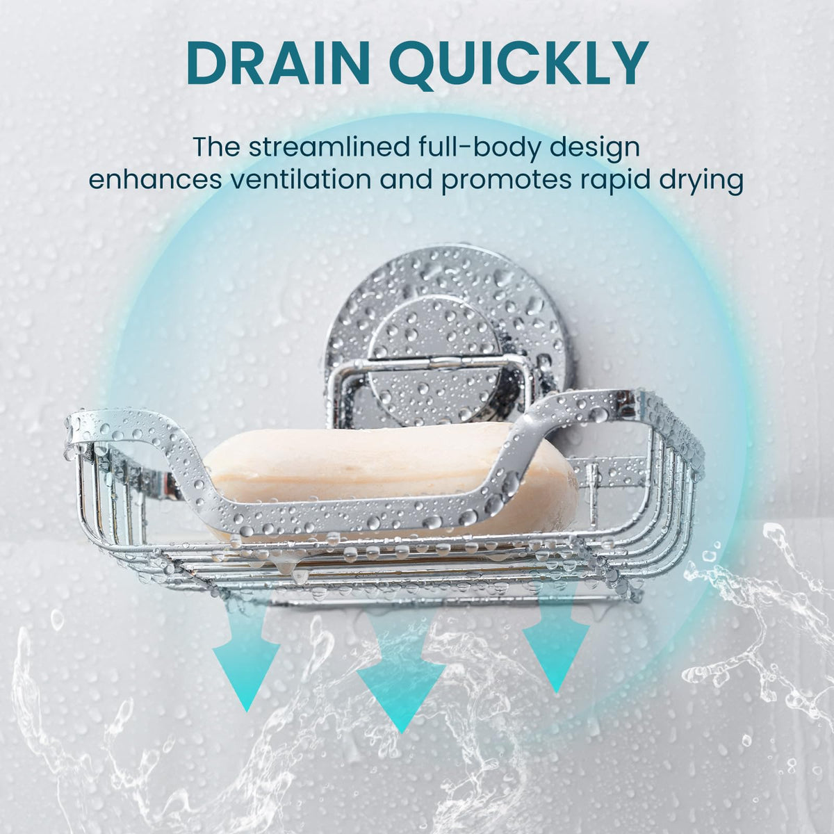 TAILI Soap Holder Dish Suction Cup, Soap Dish for Shower, Suction Bar Soap Holder for Bathroom, Rustproof Stainless Steel Drainable Bath Soap Dish, Drill-Free, Silver