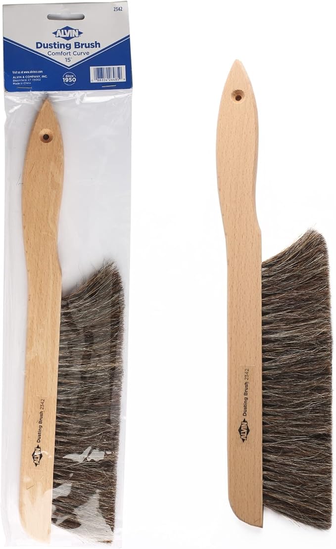 ALVIN 2342 Comfort Curve Dusting Brush, 100% Horsehair and Wood Handle