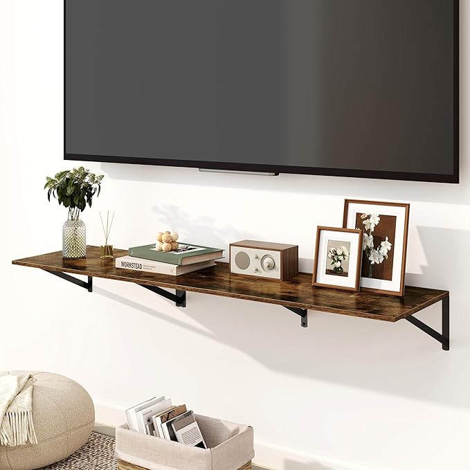 Fun Memories Floating Shelves for Wall, 12 Inch Deep Floating Shelves Set of 2