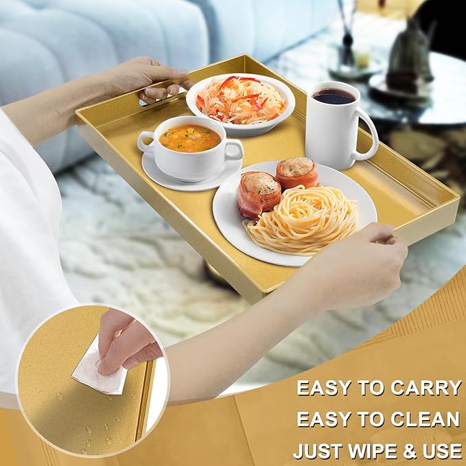 MAONAME Gold Decorative Tray for Coffee Table, Modern Serving Tray