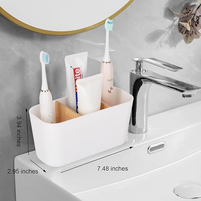 Toothbrush Holders for Bathrooms, Bamboo Tooth Brush Holder