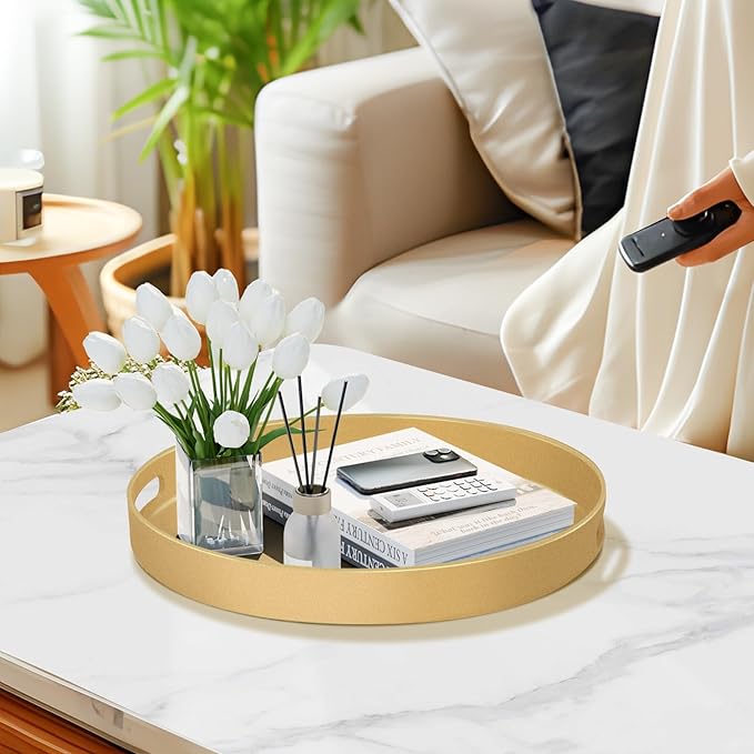 MAONAME 13" Gold Round Decorative Tray