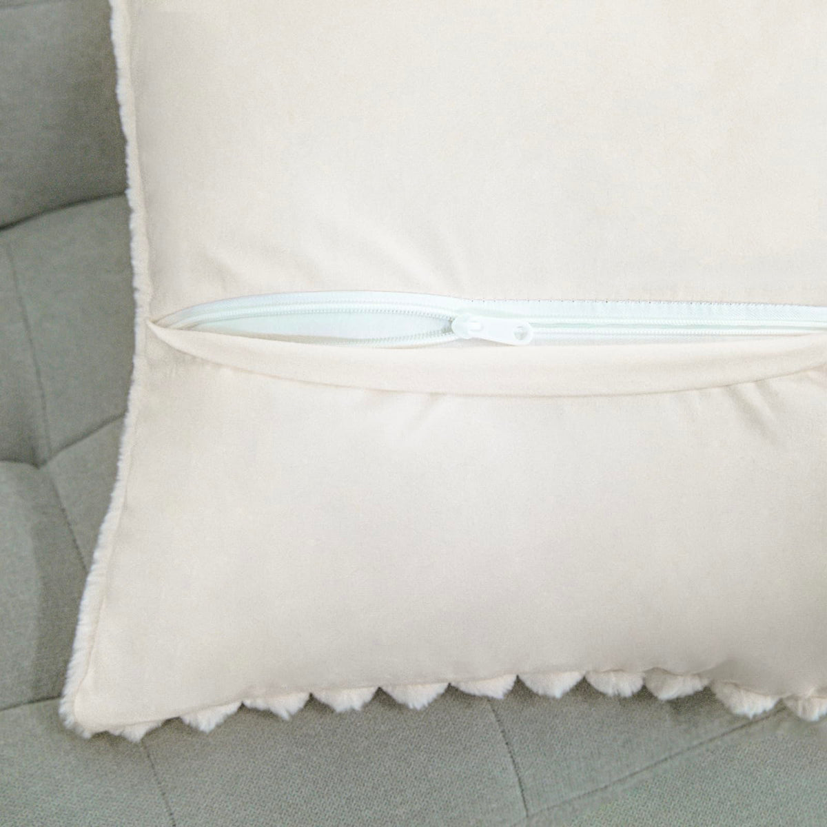 Uhomy 2 Pack Faux Fur Plush Decorative Throw Pillow Covers Fuzzy Striped Soft Pillowcase Cushion Covers for Living Room Sofa Couch Bedroom, 12x20 inch 30x50 Cm True White