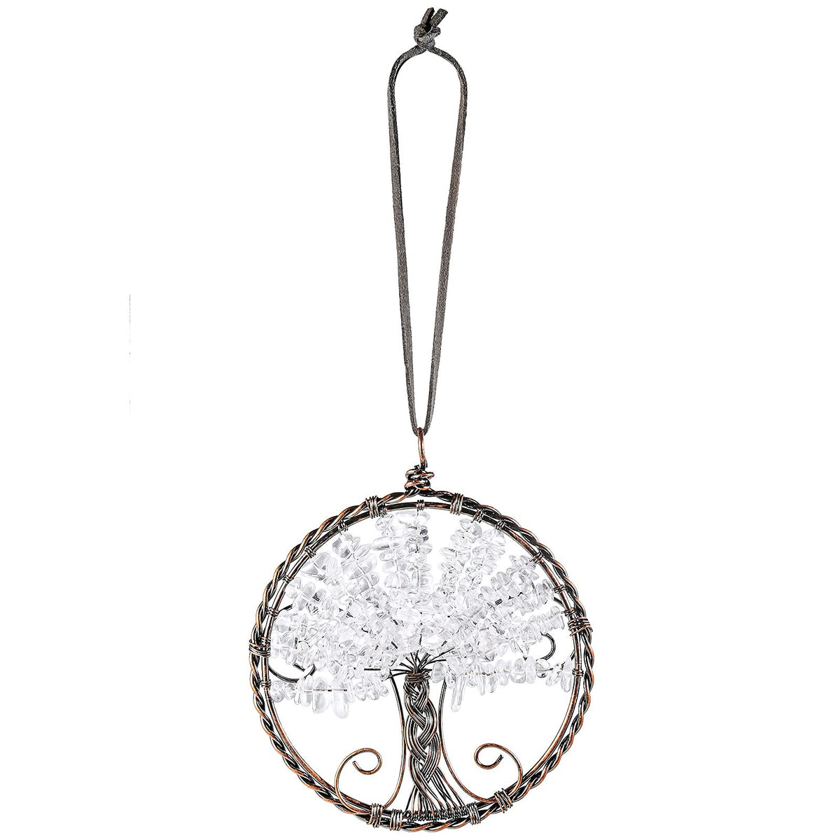mookaitedecor Rock Crystal Tree of Life Hanging Ornament Reiki Healing Tumbled Gemstones Wall Hanger for Car Window Home Decoration